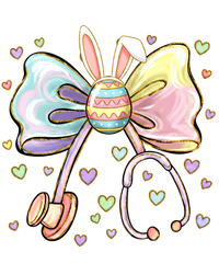 Pastel Iridescent Coquette Bow with Stethoscope & Bunny Ears – Nurse Easter Ready to Press DTF Transfer