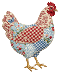 Vintage Floral & Gingham Patchwork Chicken Silhouette – Easter Ready to Press DTF Transfer