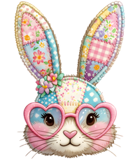 Patchwork Floral Bunny with Pink Heart Glasses – Easter Ready to Press DTF Transfer