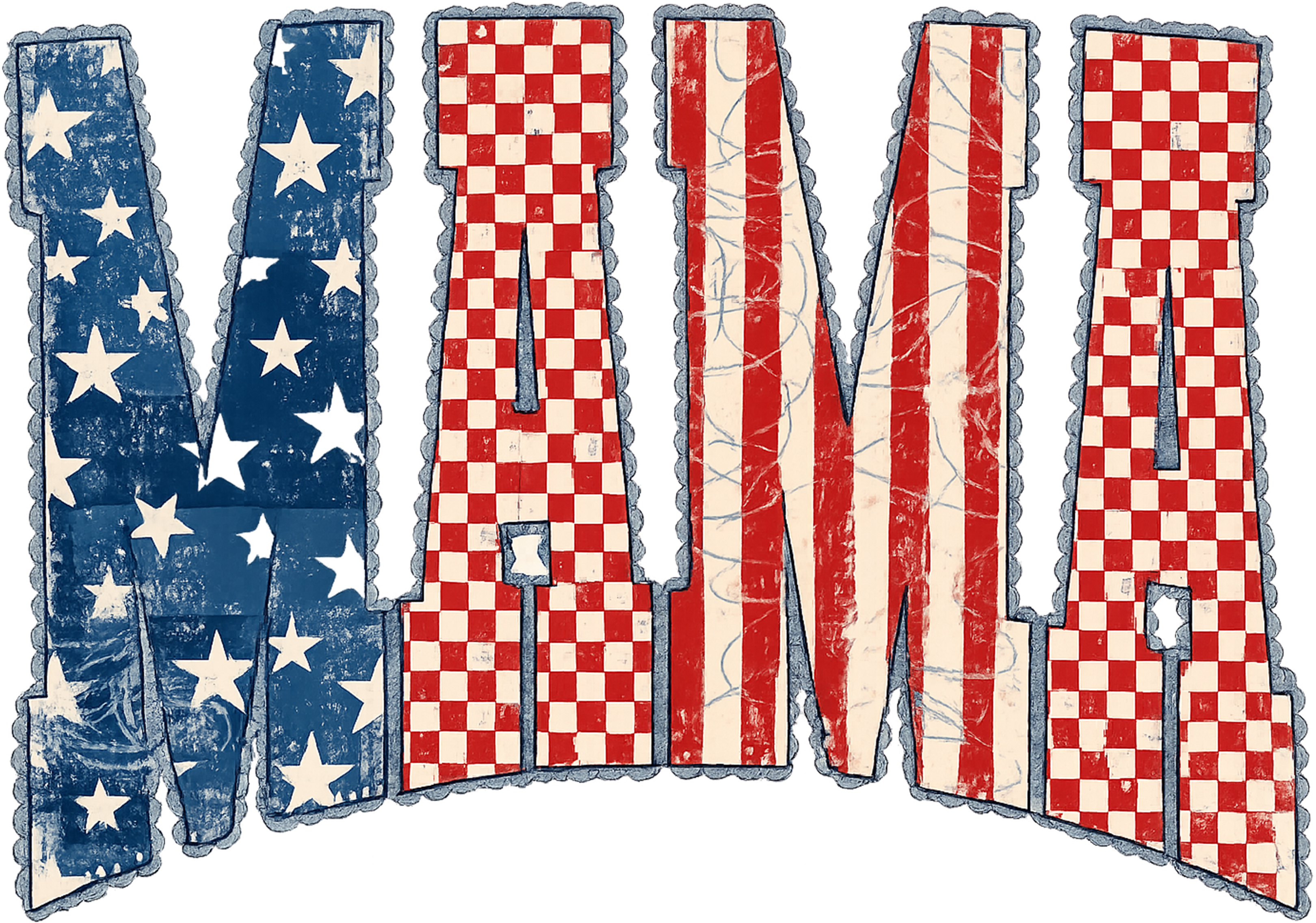 Preppy Patriotic Mama Checkered American Flag Retro Fourth of July Mom Graphic – 4th of July Ready to Press DTF Transfer
