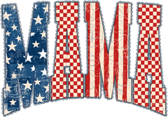 Preppy Patriotic Mama Checkered American Flag Retro Fourth of July Mom Graphic – 4th of July Ready to Press DTF Transfer