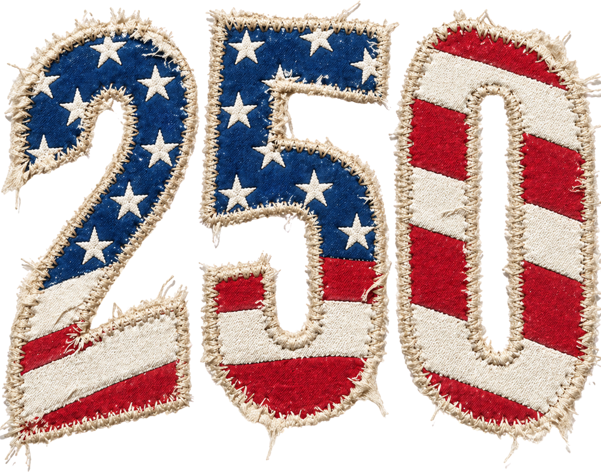 USA 250 Faux Embroidery American Flag Patriotic Anniversary Fourth of July Graphic – 4th of July Ready to Press DTF Transfer