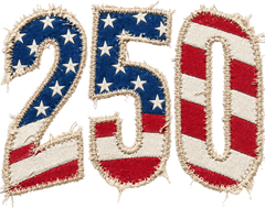 USA 250 Faux Embroidery American Flag Patriotic Anniversary Fourth of July Graphic – 4th of July Ready to Press DTF Transfer
