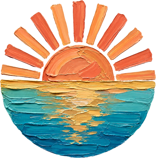 Retro Ocean Sunset Abstract Coastal Summer Beach Painting Graphic – Summer Ready to Press DTF Transfer