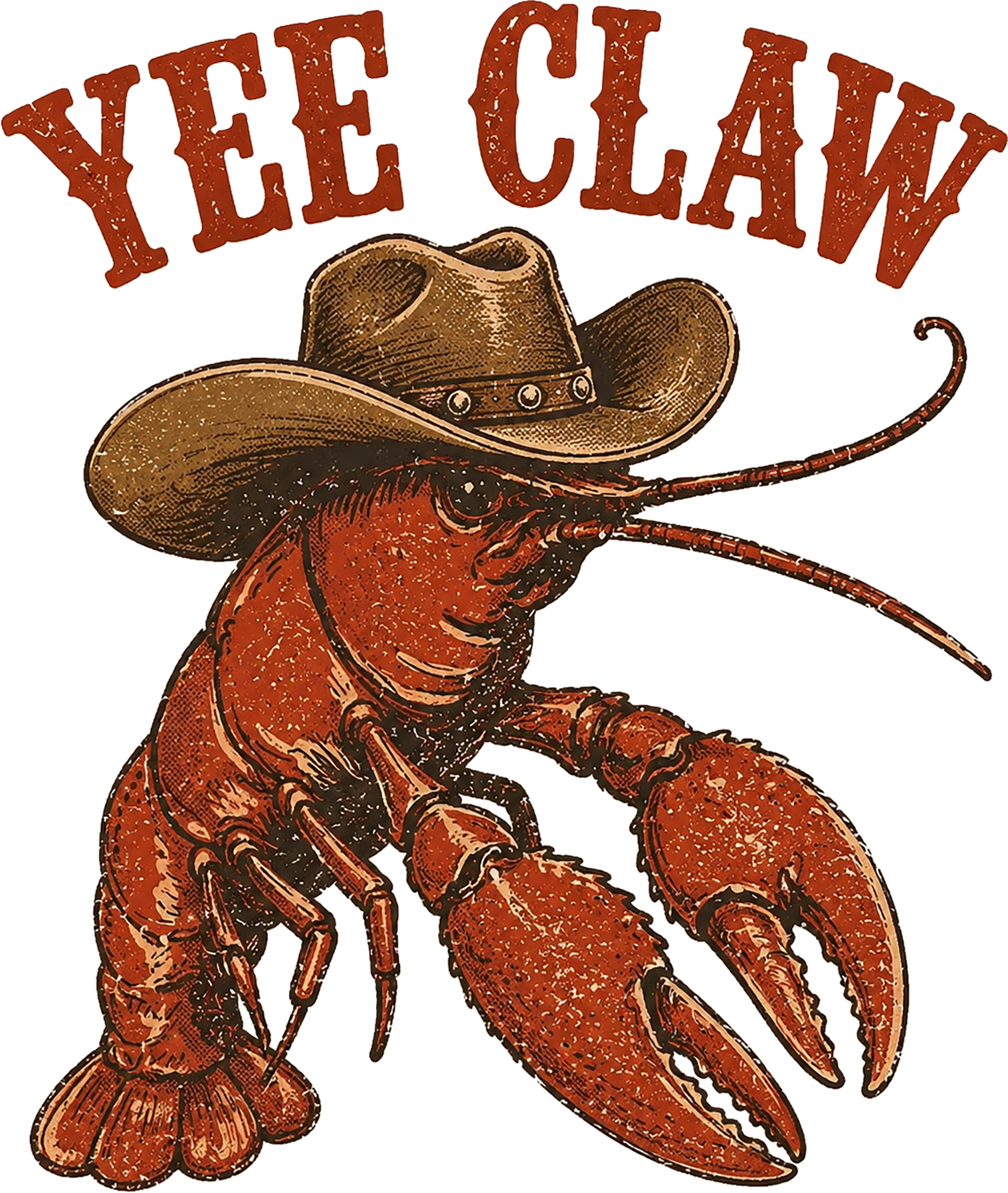 Yee Claw Cowboy Crawfish Cajun Western Southern Humor Graphic – Summer Ready to Press DTF Transfer
