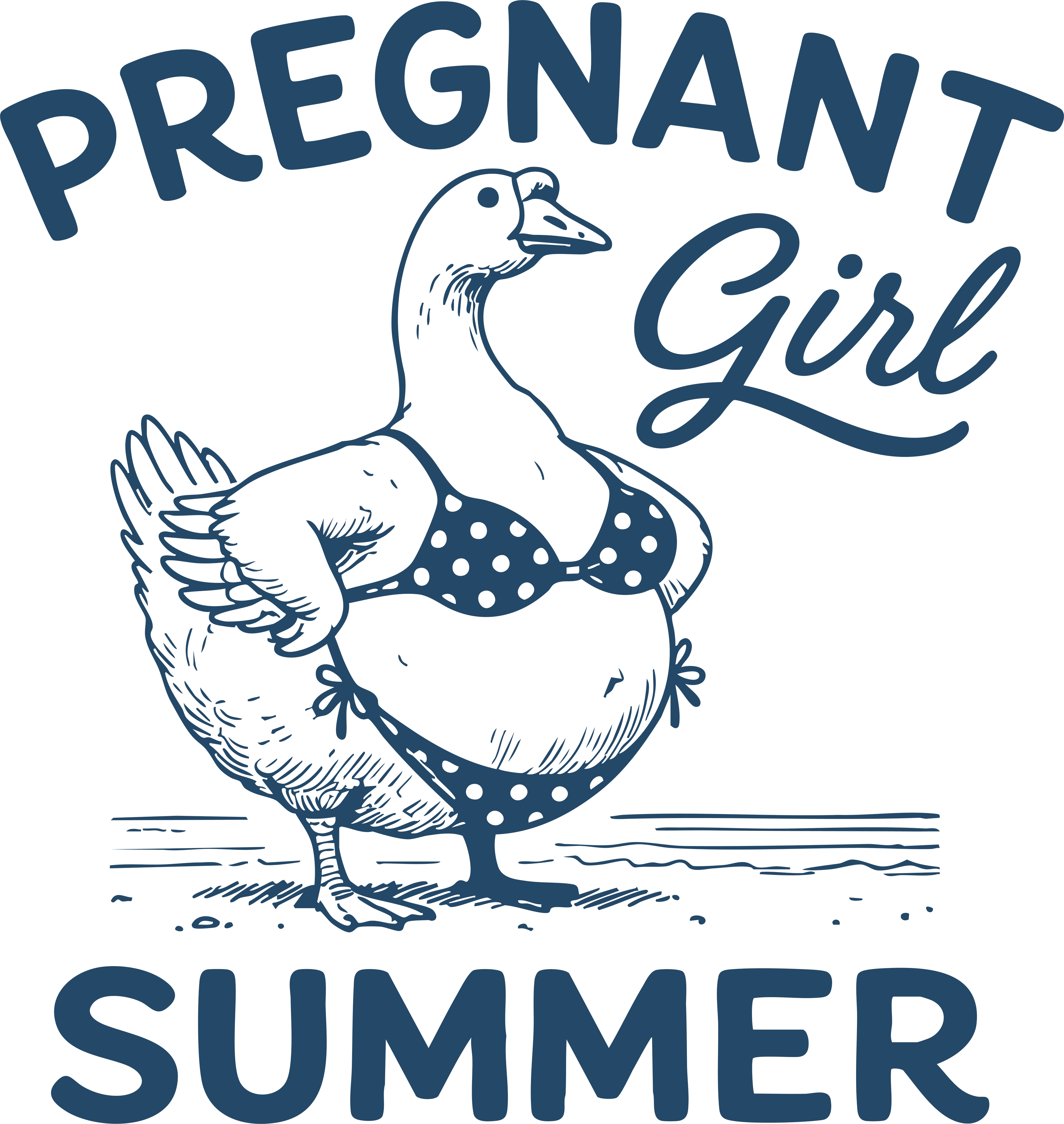 Pregnant Girl Goose Funny Summer Beach Bikini Graphic – Summer Ready to Press DTF Transfer