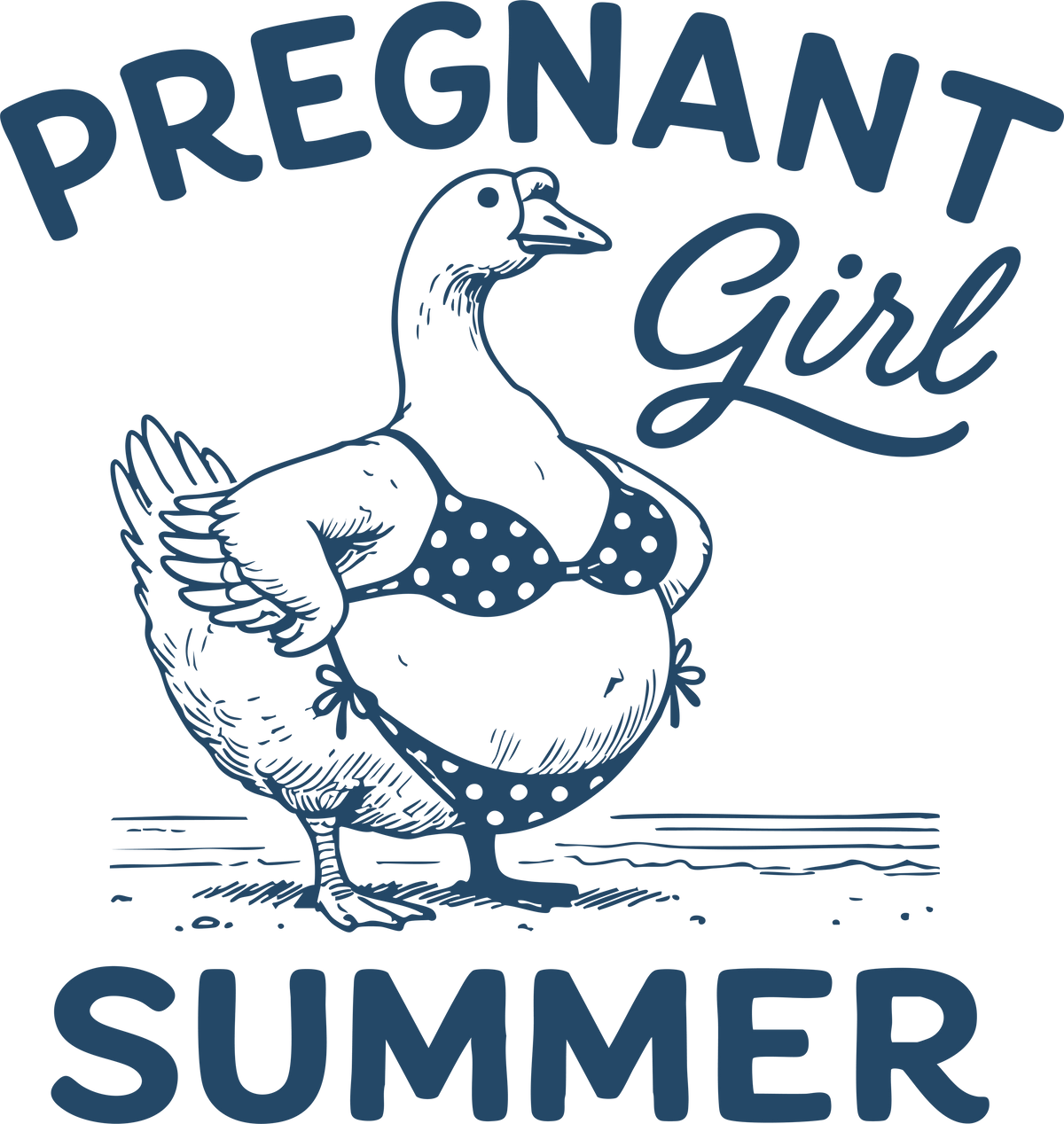 Pregnant Girl Goose Funny Summer Beach Bikini Graphic – Summer Ready to Press DTF Transfer