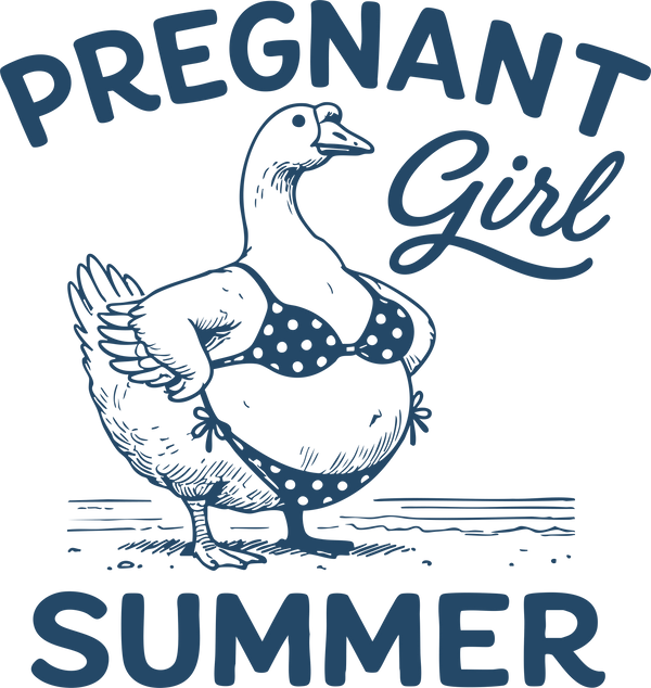 Pregnant Girl Goose Funny Summer Beach Bikini Graphic – Summer Ready to Press DTF Transfer