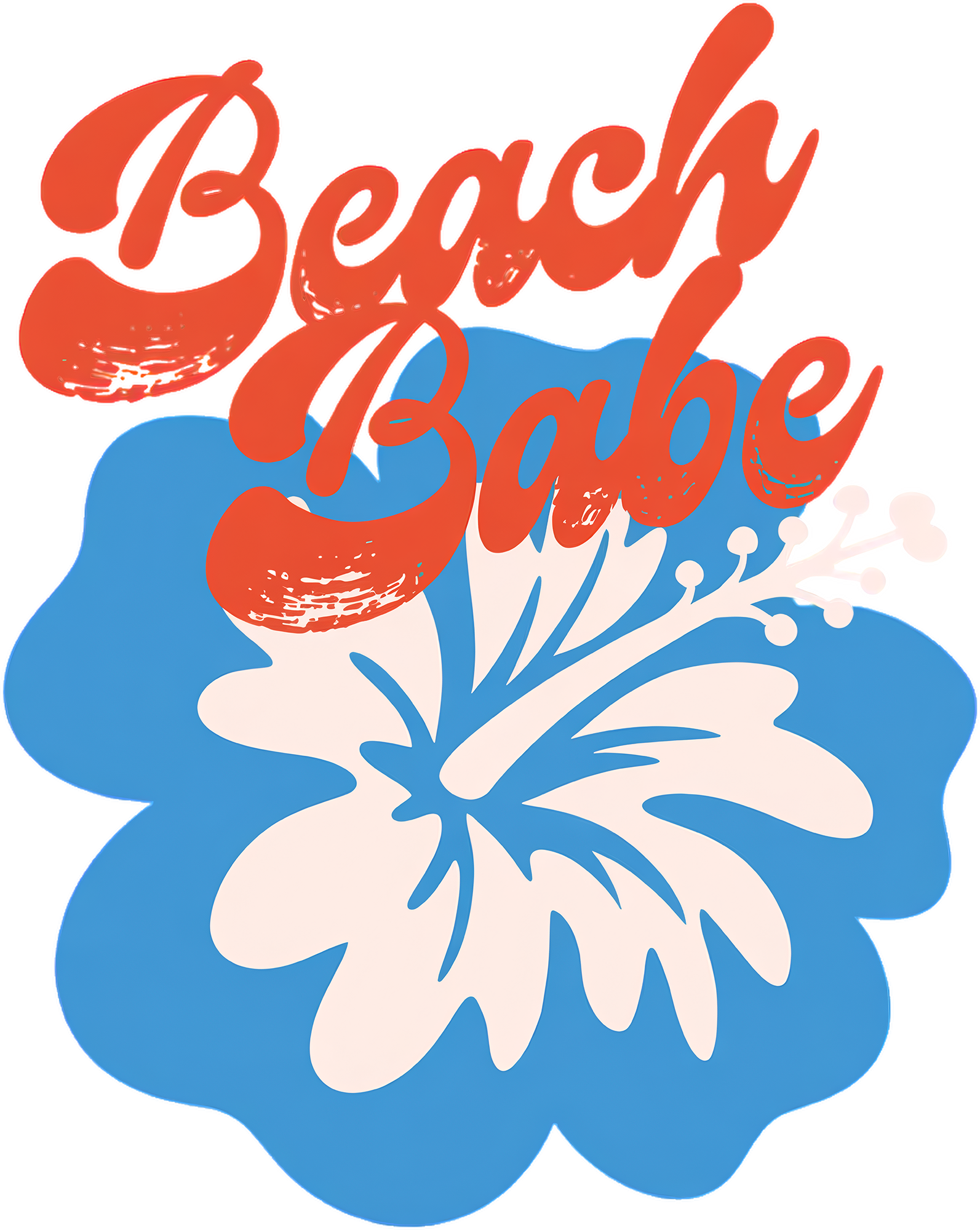 Beach Babe Retro Hibiscus Flower Coastal Summer Graphic – Summer Ready to Press DTF Transfer