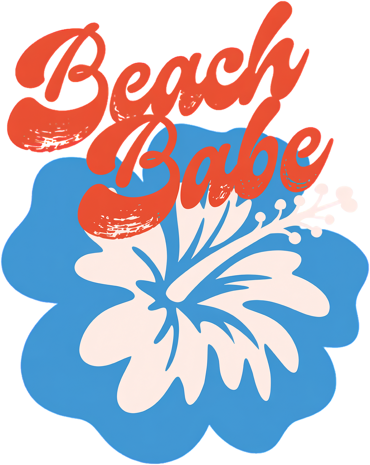 Beach Babe Retro Hibiscus Flower Coastal Summer Graphic – Summer Ready to Press DTF Transfer