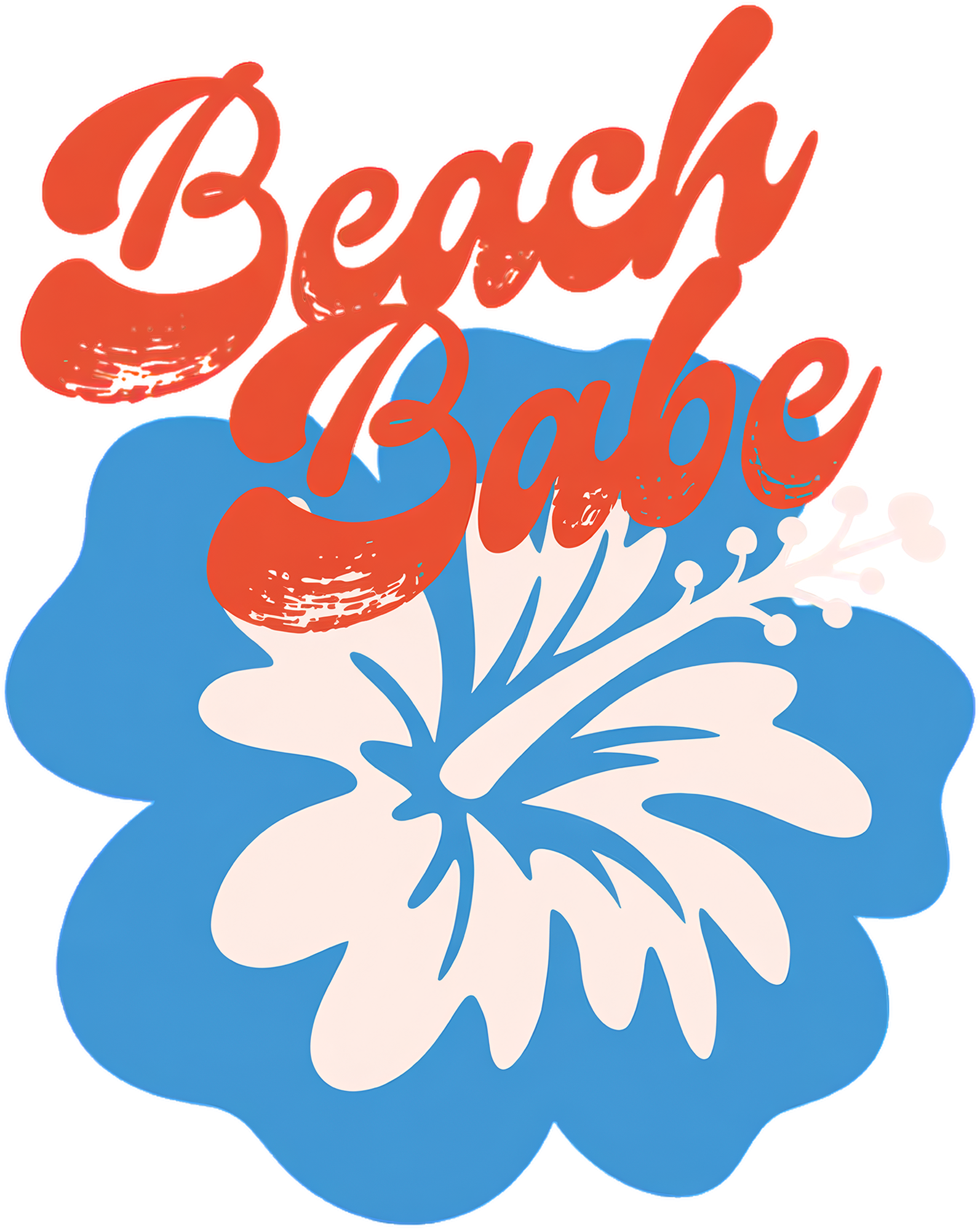 Beach Babe Retro Hibiscus Flower Coastal Summer Graphic – Summer Ready to Press DTF Transfer