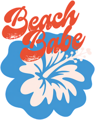 Beach Babe Retro Hibiscus Flower Coastal Summer Graphic – Summer Ready to Press DTF Transfer