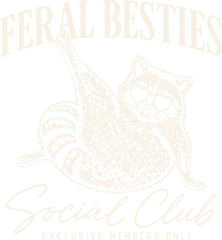 Feral Besties Social Club Raccoon with Heart Sunglasses Funny Retro Graphic – Summer Ready to Press DTF Transfer