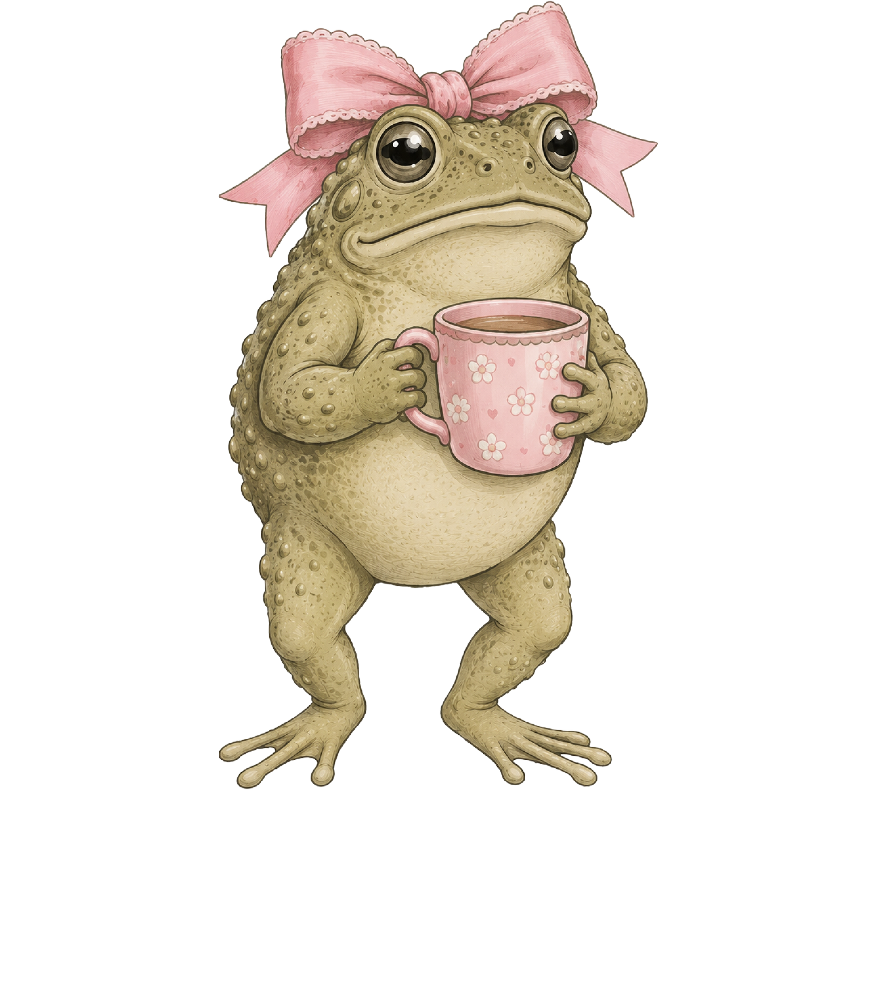 Cute Frog with Pink Bow Coffee Mug Christian Jesus Quote Graphic – Funny Ready to Press DTF Transfer