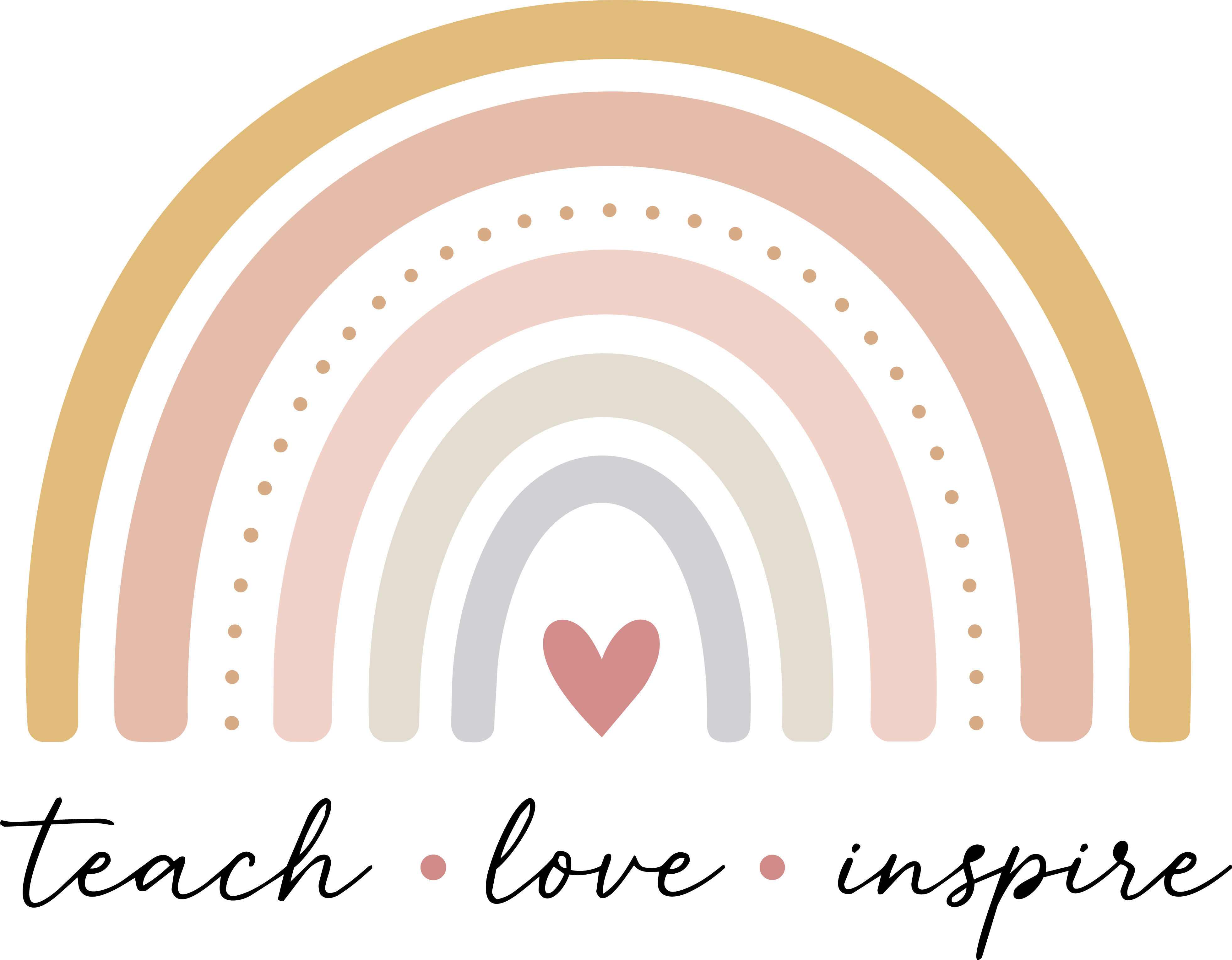 Minimalist Boho Rainbow with Heart Nursery Baby Shower Graphic – Teacher Ready to Press DTF Transfer