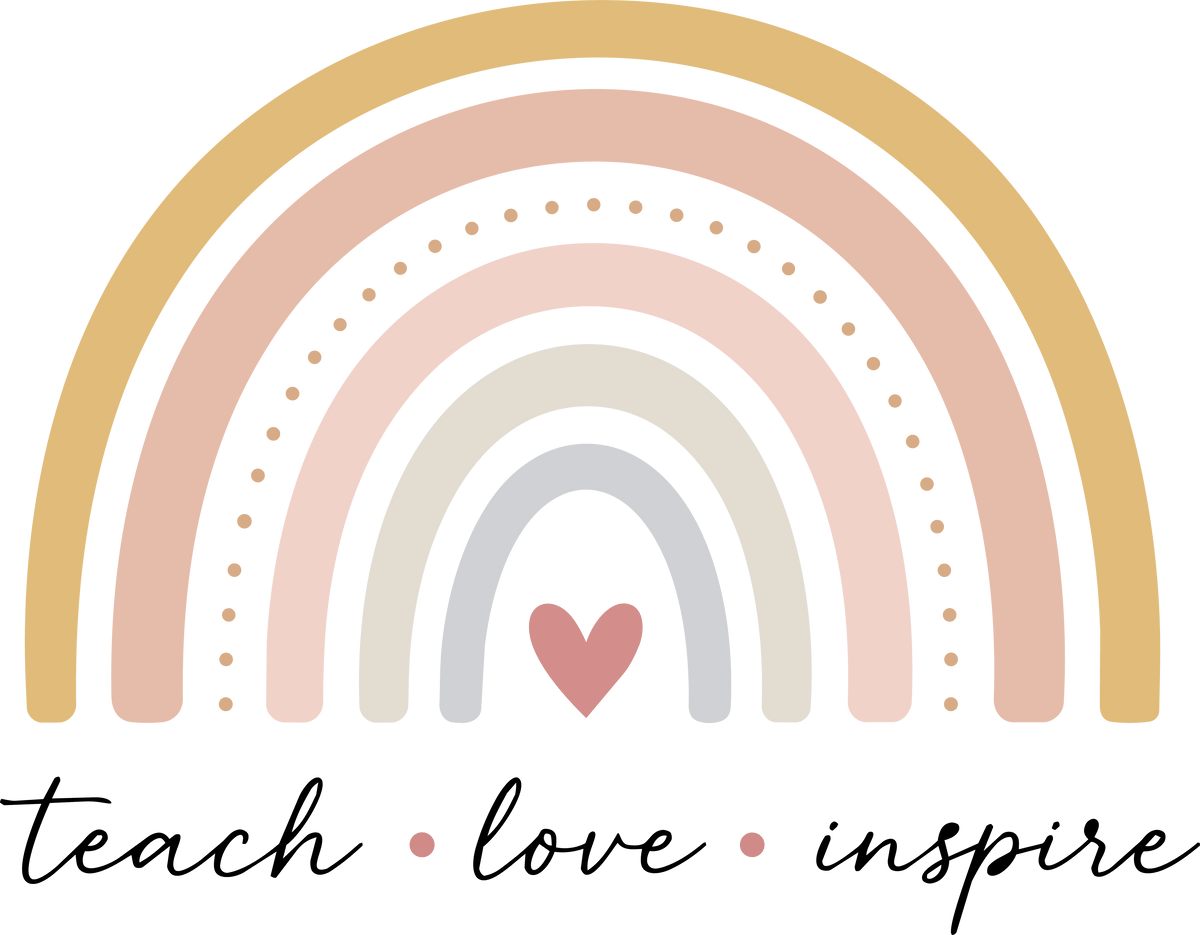 Minimalist Boho Rainbow with Heart Nursery Baby Shower Graphic – Teacher Ready to Press DTF Transfer