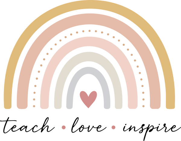 Minimalist Boho Rainbow with Heart Nursery Baby Shower Graphic – Teacher Ready to Press DTF Transfer