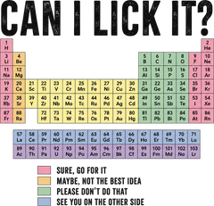 Funny Can I Lick It? Periodic Table Science Chemistry Graphic – Funny Ready to Press DTF Transfer