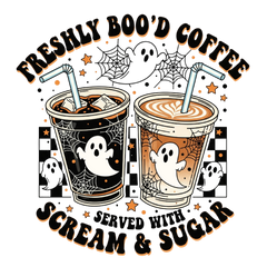 Freshly Boo’d Coffee Ghost Iced Coffee & Pumpkin Spice Latte Halloween Graphic – Halloween Ready to Press DTF Transfer