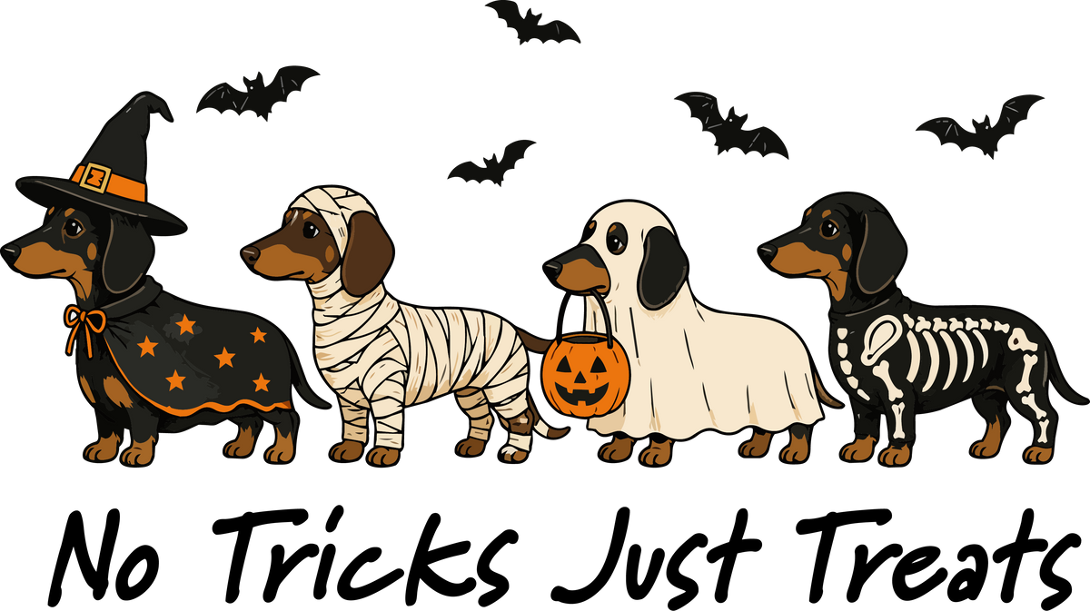 Halloween Dachshund Costume Bundle – Halloween Ready to Press DTF Transfer