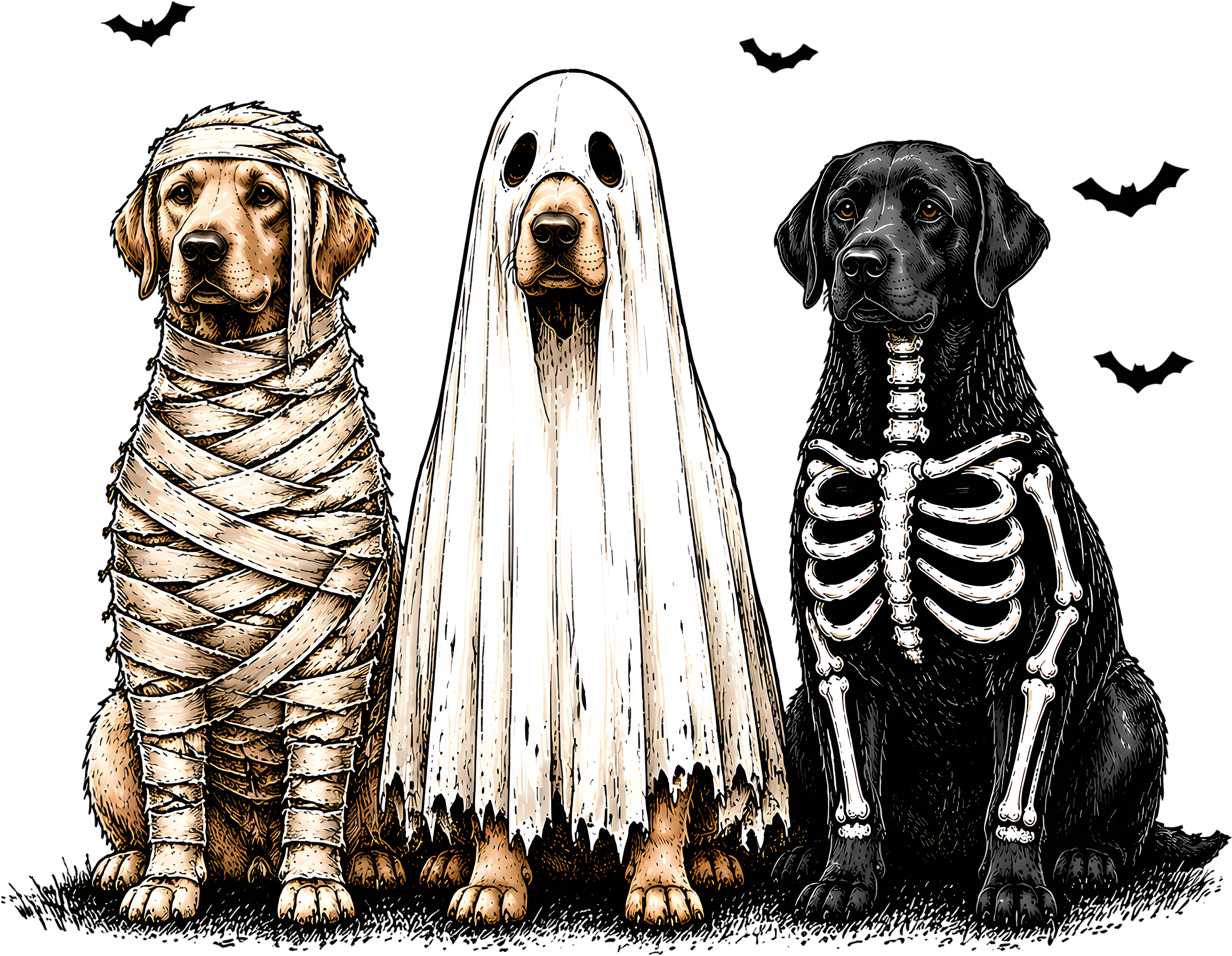 Halloween Labrador Retriever Trio – Halloween Ready to Press DTF Transfer