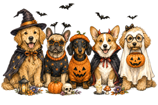 Cute Halloween Dogs Costume Bundle Graphic – Halloween Ready to Press DTF Transfer