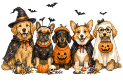 Cute Halloween Dogs Costume Bundle Graphic – Halloween Ready to Press DTF Transfer