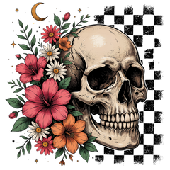 Floral Skull Gothic Wildflower Halloween Graphic – Halloween Ready to Press DTF Transfer