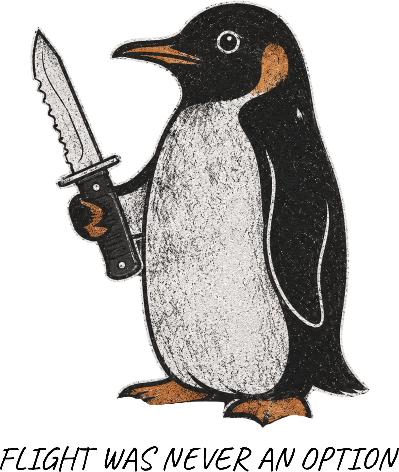 Flight Was Never An Option Penguin Knife – Funny Ready to Press DTF Transfer