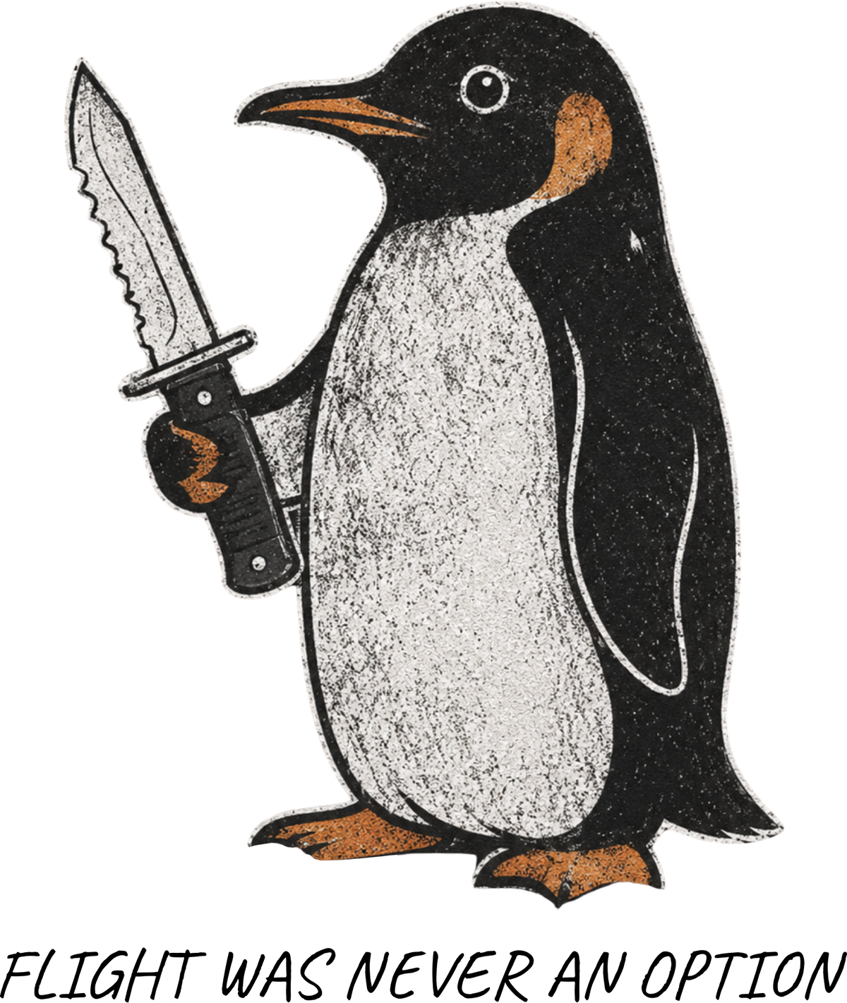 Flight Was Never An Option Penguin Knife – Funny Ready to Press DTF Transfer