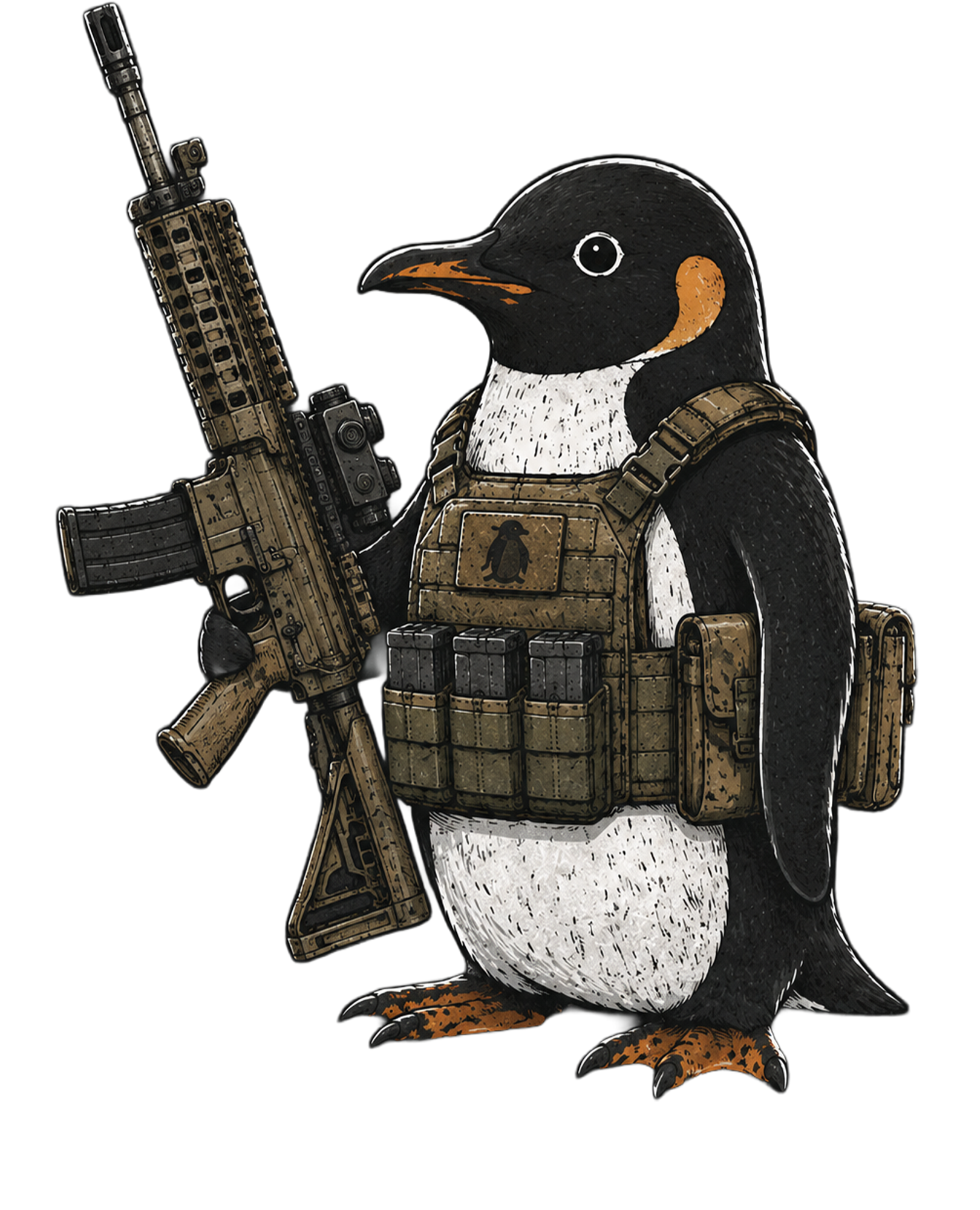 Flight Was Never An Option Penguin Rifle – Funny Ready to Press DTF Transfer