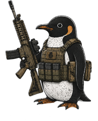 Flight Was Never An Option Penguin Rifle – Funny Ready to Press DTF Transfer