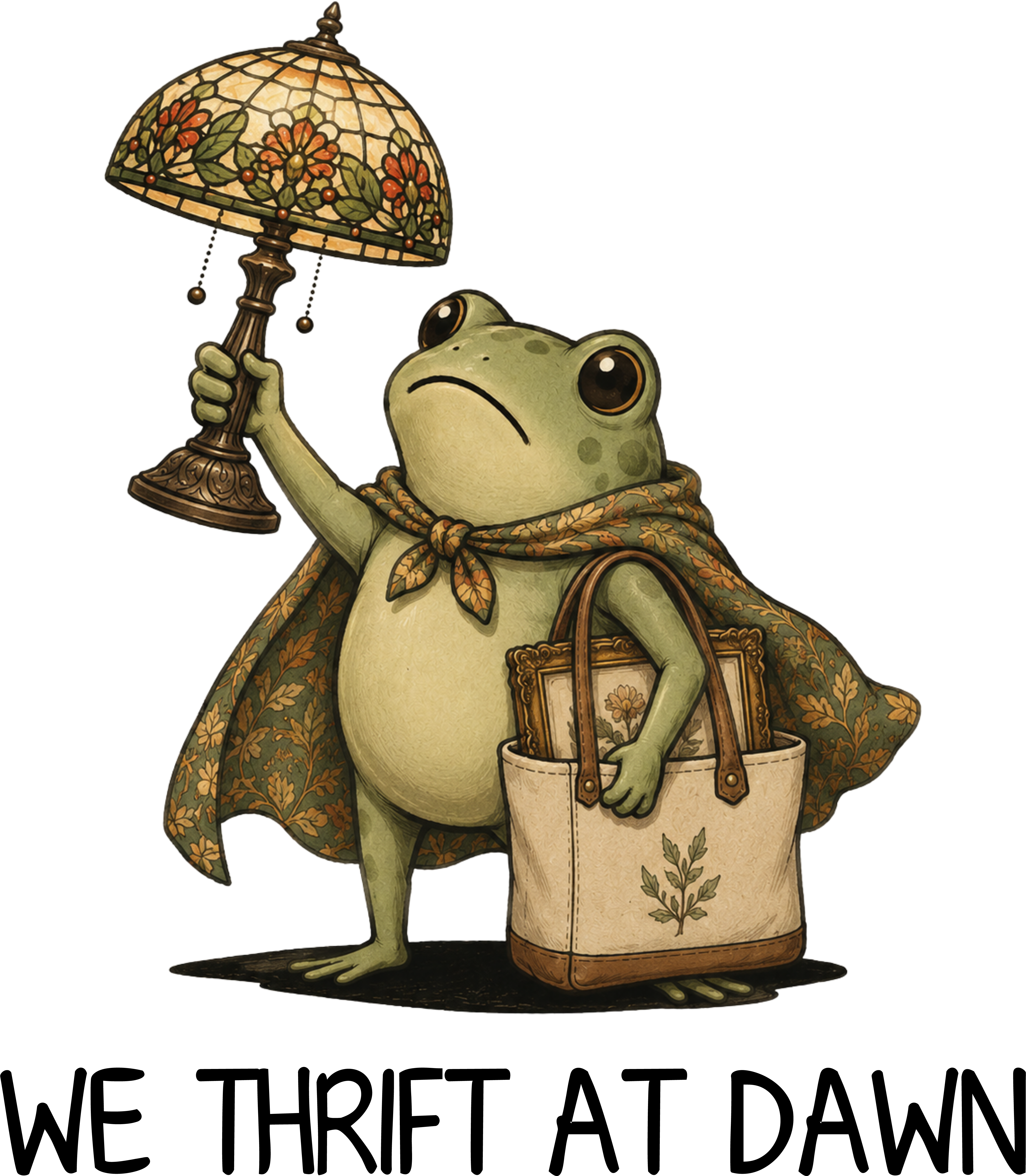 We Thrift At Dawn Frog With Lamp – Funny Ready to Press DTF Transfer