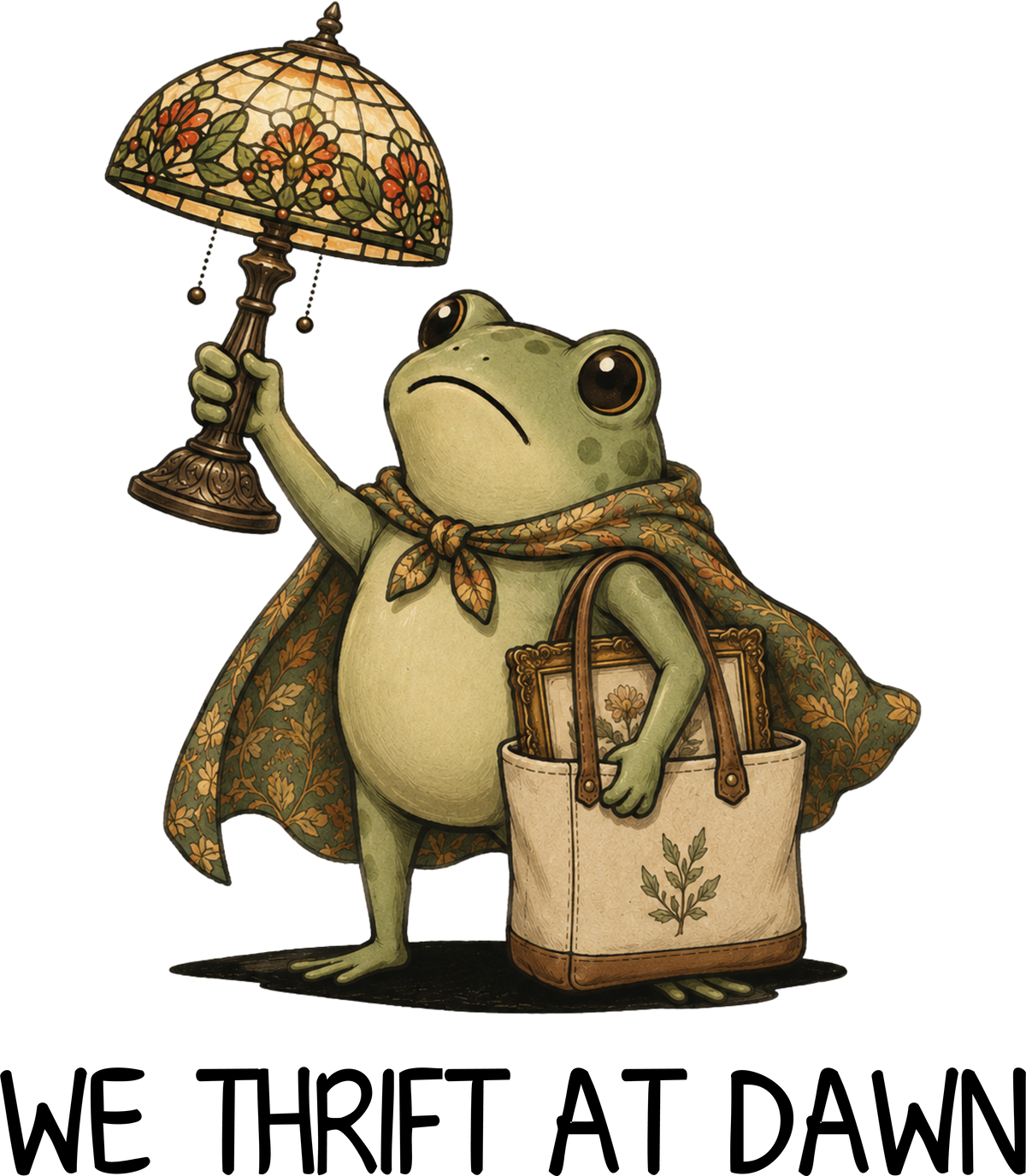We Thrift At Dawn Frog With Lamp – Funny Ready to Press DTF Transfer