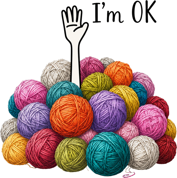 I'm OK Hand Reaching Out Of Yarn Balls – Funny Ready to Press DTF Transfer