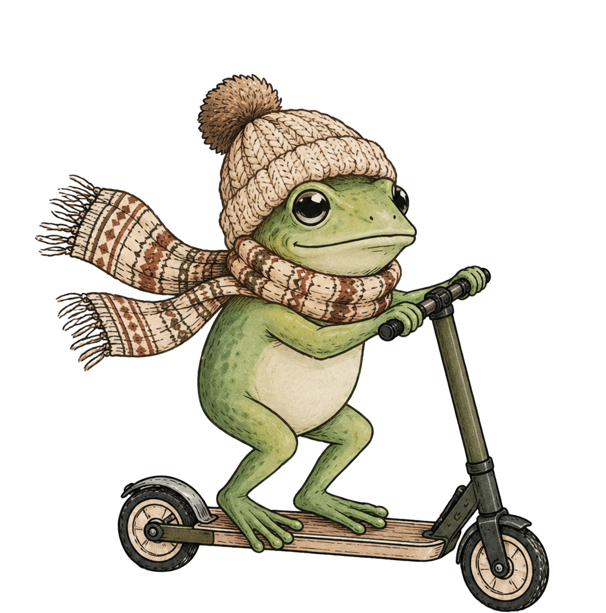 Off To Cozy Season Frog On Scooter – Fall Ready to Press DTF Transfer
