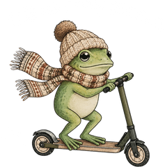 Off To Cozy Season Frog On Scooter – Fall Ready to Press DTF Transfer