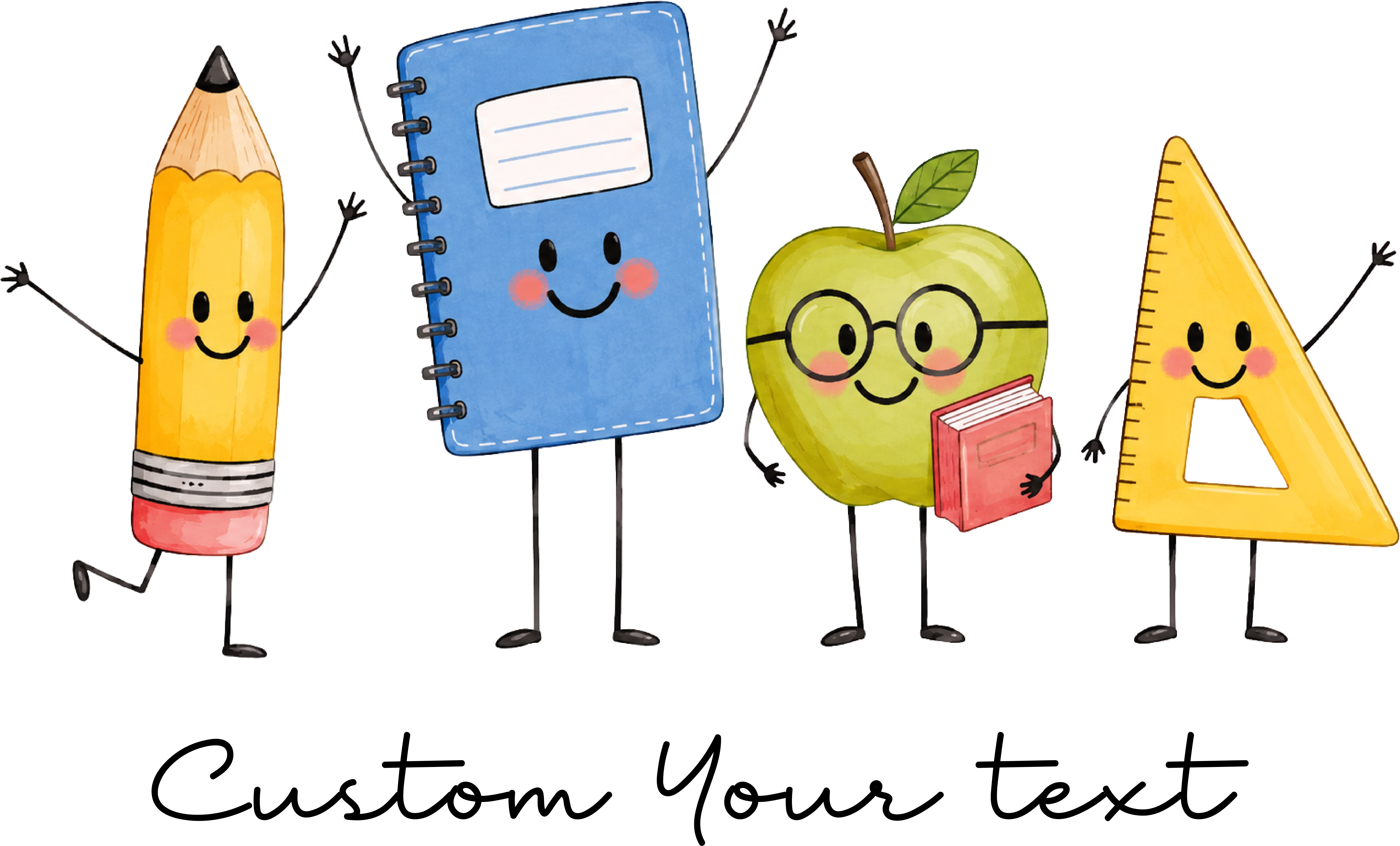 Custom Your Text Cute School Supplies – School Ready to Press DTF Transfer