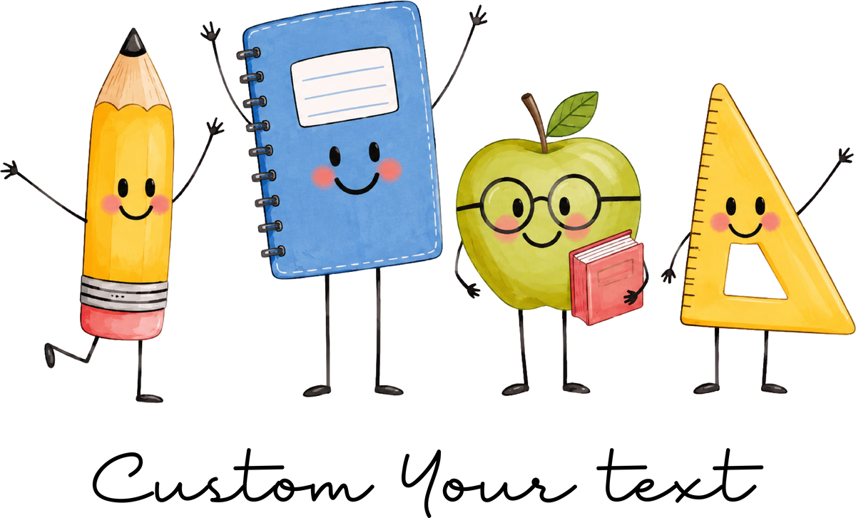 Custom Your Text Cute School Supplies – School Ready to Press DTF Transfer