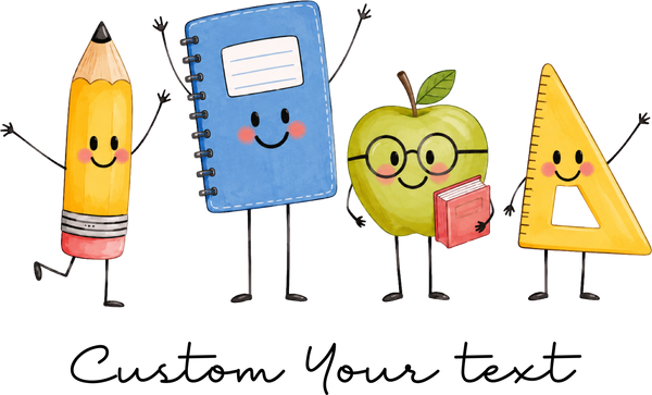 Custom Your Text Cute School Supplies – School Ready to Press DTF Transfer