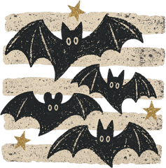 Vintage Bats on Distressed Stripes – Halloween Ready to Press DTF Transfer