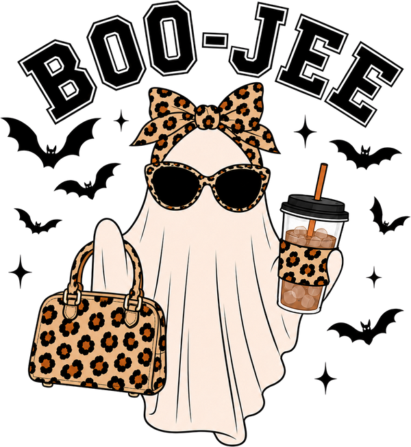 Boo-Jee Leopard Print Ghost – Halloween Ready to Press DTF Transfer