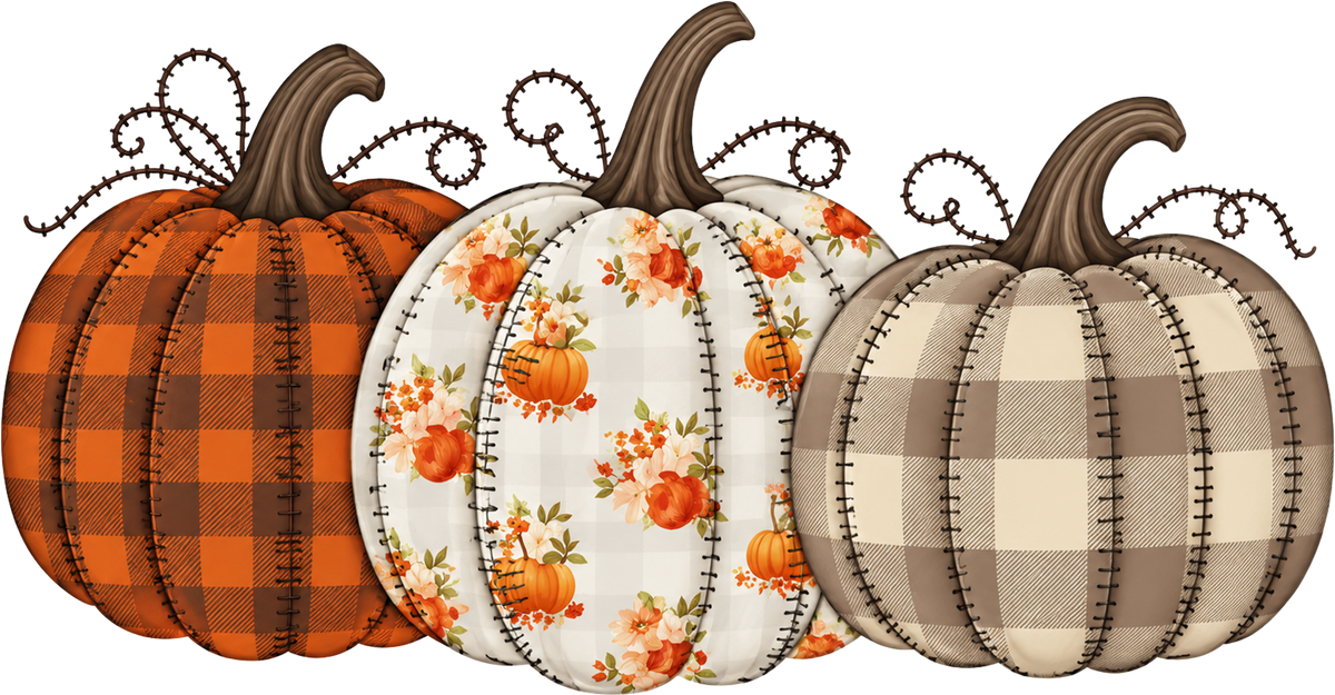 Triple Patterned Fall Pumpkins – Fall Ready to Press DTF Transfer
