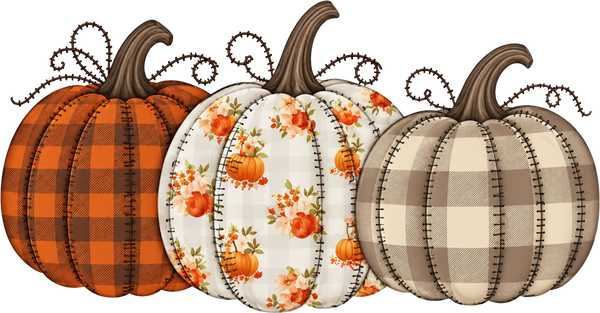 Triple Patterned Fall Pumpkins – Fall Ready to Press DTF Transfer