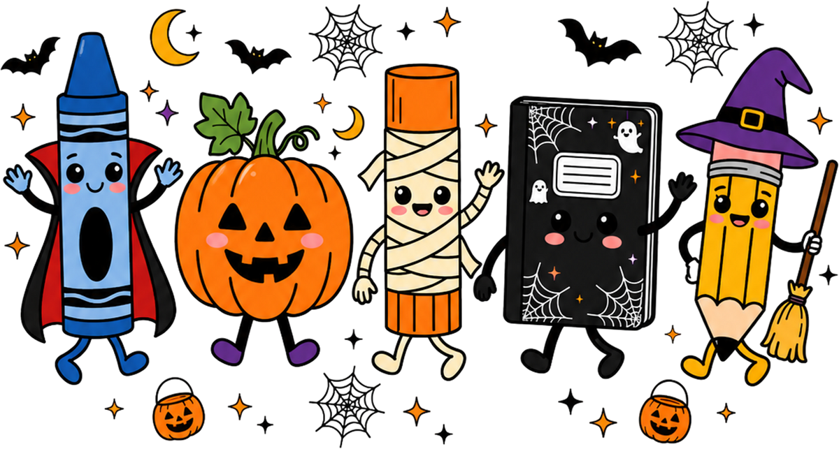 Spooky Halloween School Supplies – Halloween Ready to Press DTF Transfer