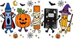 Spooky Halloween School Supplies – Halloween Ready to Press DTF Transfer