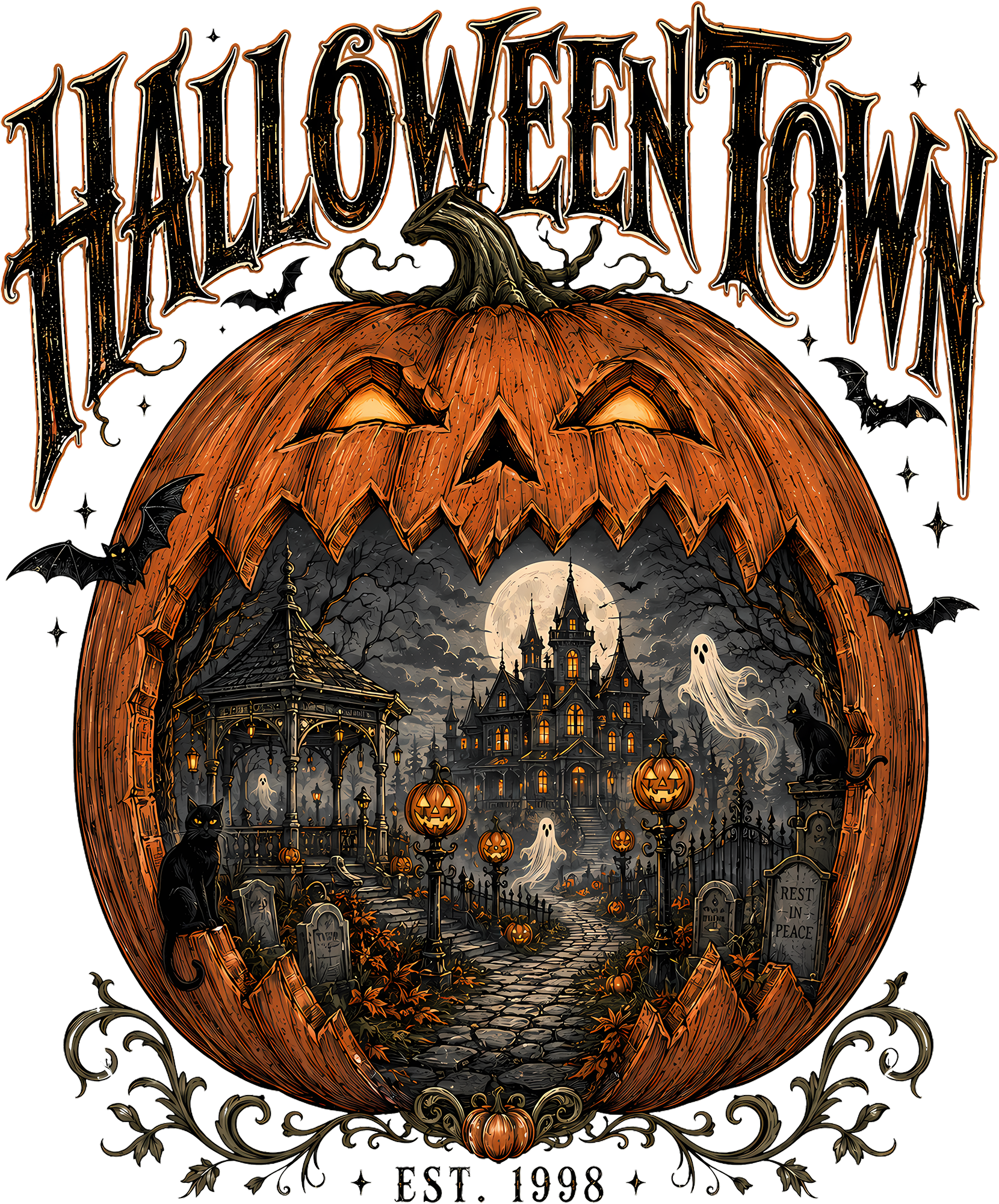 Halloweentown Est 1998 Pumpkin – Halloween Ready to Press DTF Transfer