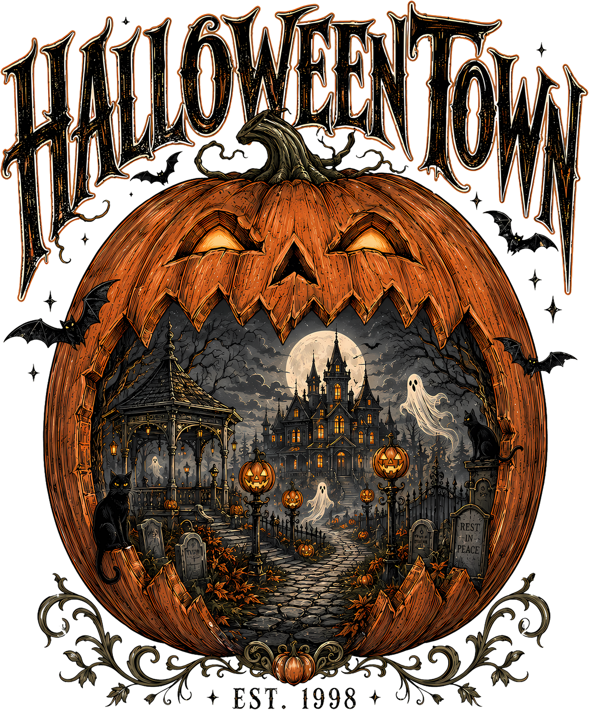 Halloweentown Est 1998 Pumpkin – Halloween Ready to Press DTF Transfer