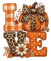 Love Fall Pumpkin Leopard and Plaid Patchwork – Fall Ready to Press DTF Transfer