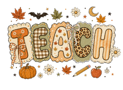 Fall Teach Patchwork Letters with Pumpkin and Pencil – Teacher Ready to Press DTF Transfer